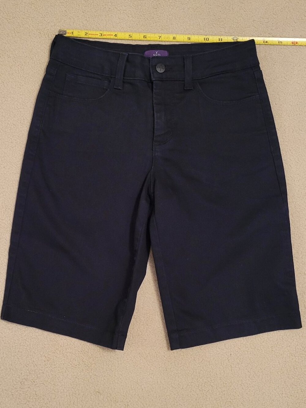 2 Pairs of NYDJ Bermuda Shorts; Tan is Size 0 Petite, Black is Size 0 - Picture 8 of 13